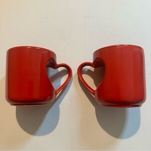 Ganz Set of Red Heart Shaped Handle Coffee Cups Valentine’s Day
